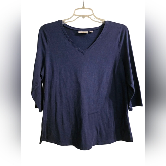 Classic Navy V-Neck Long Sleeve Top - Picture 1 of 3